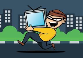 Ladrão roubando televisão vetor