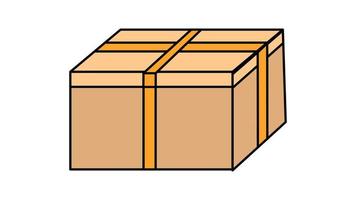 ícone de estilo plano simples linda caixa de presente de pacote de papelão com uma fita para o feriado do amor para o dia dos namorados ou 8 de março ilustração vetorial vetor