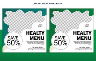 design de modelo de postagem de mídia social de comida grátis, design de postagem de mídia social de restaurante, design de postagem de hambúrguer, design de postagem de menu vetor