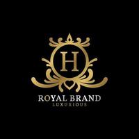 letra h design de logotipo de vetor de crista real para marca luxuosa