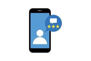 ícone de comentário e feedback com telefone. vetor