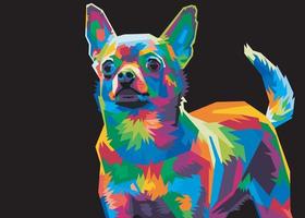 cabeça de cachorro chihuahua colorido com backround estilo pop art isolado legal. estilo wpap vetor