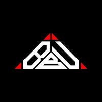 design criativo do logotipo da letra bbu com gráfico vetorial, logotipo simples e moderno bbu em forma de triângulo. vetor