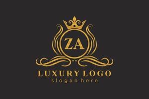 modelo de logotipo de luxo real carta inicial za em arte vetorial para restaurante, realeza, boutique, café, hotel, heráldica, joias, moda e outras ilustrações vetoriais. vetor