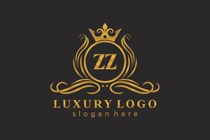 modelo de logotipo de luxo real de letra zz inicial em arte vetorial para restaurante, realeza, boutique, café, hotel, heráldica, joias, moda e outras ilustrações vetoriais. vetor