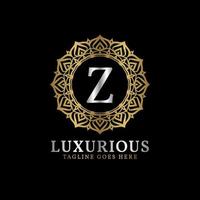 letra z design de logotipo de vetor de iniciais de arte de mandala de flores decorativas luxuosas para casamento, spa, hotel, cuidados de beleza