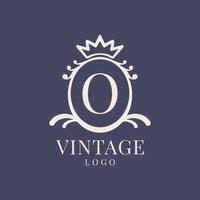 letra o design de logotipo vintage para produto de beleza clássico, marca rústica, casamento, spa, salão de beleza, hotel vetor