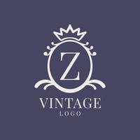 letra z design de logotipo vintage para produto de beleza clássico, marca rústica, casamento, spa, salão de beleza, hotel vetor