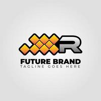 letra r design de logotipo de vetor de pixel abstrato futurista moderno