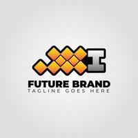 letra i design de logotipo de vetor de pixel abstrato futurista moderno