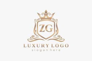 modelo de logotipo de luxo real de letra zg inicial em arte vetorial para restaurante, realeza, boutique, café, hotel, heráldica, joias, moda e outras ilustrações vetoriais. vetor