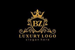 modelo de logotipo de luxo real inicial bz letter em arte vetorial para restaurante, realeza, boutique, café, hotel, heráldica, joias, moda e outras ilustrações vetoriais. vetor