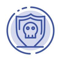 escudo de segurança seguro ícone de linha pontilhada azul simples vetor