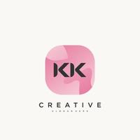 kk elementos de modelo de design de ícone de logotipo de letra inicial com arte colorida de onda vetor