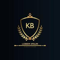 letra kb inicial com royal template.elegant com vetor de logotipo de coroa, ilustração em vetor de logotipo de letras criativas.