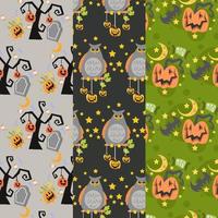 coleção de padrões de halloween adequados para papel de parede vetor