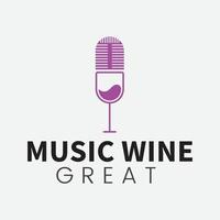 design de logotipo de vinho de música e modelo vetorial vetor