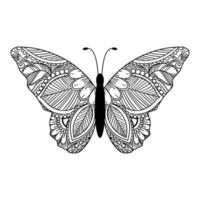 desenho de mandala de página para colorir borboleta. design de impressão. projeto de camiseta. vetor