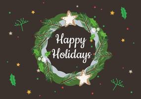 Free happy holidays vector wreath