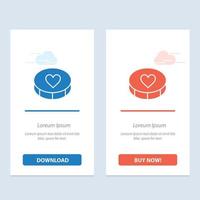 coração favorito amor ama azul e vermelho baixe e compre agora modelo de cartão de widget da web vetor