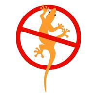 ilustração em vetor de um lagarto com um sinal de círculo vermelho. proibição de lagartos, perigo de lagartos, não toque em lagartos. Isolado em um fundo branco