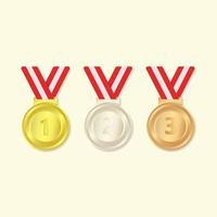 fita de medalha olímpica com ilustração de clip art ouro prata e bronze. vetor