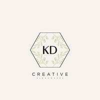 vetor de modelo de logotipo de flor de letra inicial kd arte vetorial premium