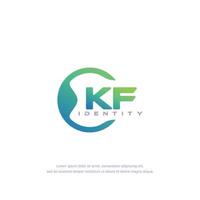 vetor de modelo de logotipo de linha circular de letra inicial kf com mistura de cores gradientes