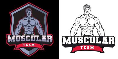 design de mascote de logotipo de esporte muscular vetor