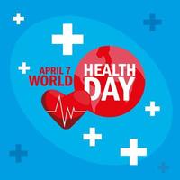 cartão do dia mundial da saúde com coração vetor
