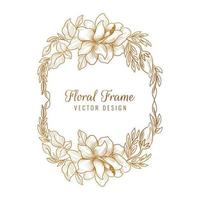 fundo decorativo dourado com moldura floral vetor