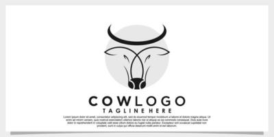 ilustração vetorial de design de logotipo de vaca com vetor premium de conceito criativo