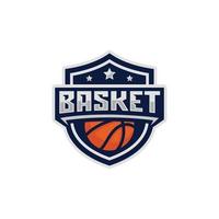 ilustração vetorial de design de logotipo de emblema de time de basquete vetor