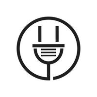 design plano de vetor de logotipo de ícone de plug-in elétrico