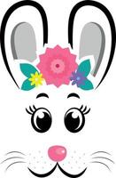 máscaras de coelho com orelhas cinzentas e flores vetor
