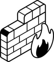 baixar ícone linear de firewall, estilo isométrico vetor