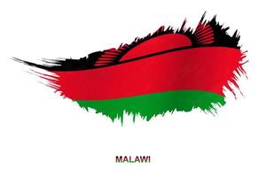 bandeira do malawi em estilo grunge com efeito acenando. vetor