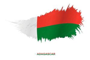 bandeira de madagascar em estilo grunge com efeito acenando. vetor
