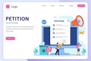 conceito de formulário de petição. pessoas assinando e divulgando petição ou reclamação. vetor plano