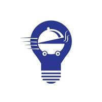 design de logotipo de entrega de comida de lâmpada. sinal de serviço de entrega rápida. serviço de entrega de comida online. vetor