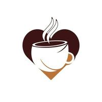 modelo de conceito de design de logotipo de amor de café. logotipo da xícara de café. pausa, café. vetor