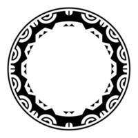 design de moldura de borda redonda geométrica maori redonda. Preto e branco vetor