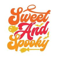 citação de design de letras doce e assustadora, design retrô de caligrafia assustadora de halloween vetor