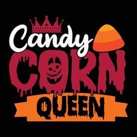 rainha do milho doce, artesanato de halloween, design de camisa de doces de halloween, doces e doces, pano de silhueta de halloween vetor