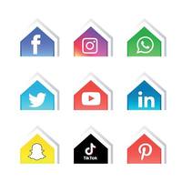 conjunto de ícones de mídia social ilustrador de vetor de logotipo