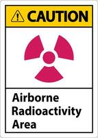 sinal de símbolo de área de radioatividade no ar cuidado no fundo branco vetor
