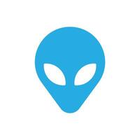 eps10 vector azul extraterrestre rosto alienígena ou ícone de arte sólida cabeça isolado no fundo branco. símbolo alienígena em um estilo moderno simples e moderno para o design do seu site, logotipo e aplicativo móvel