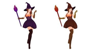 feliz dia das bruxas, ilustração em vetor personagem bruxa em fundo branco.