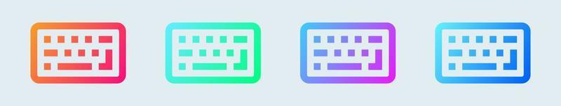 ícone de linha de teclado em cores gradientes. botão de computador assina ilustração vetorial. vetor