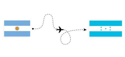 voo e viagem da argentina para honduras pelo conceito de viagem de avião de passageiros vetor